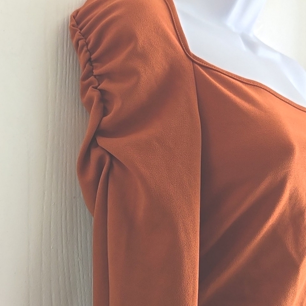 Pretty Little Thing | Rust Orange One Arm Bodycon Dress - Picture 4 of 11